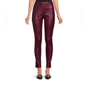 Express Women's Burgundy Faux Leather Leggings Size Small